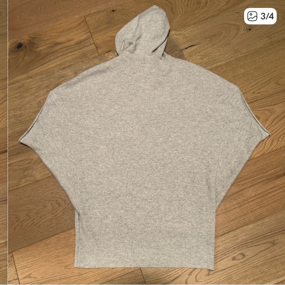 Vince Cashmere Charcoal Hooded Poncho Sweater - Picture 4 of 6